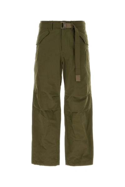 Shop Sacai Man Army Green Cotton And Nylon Cargo Pant