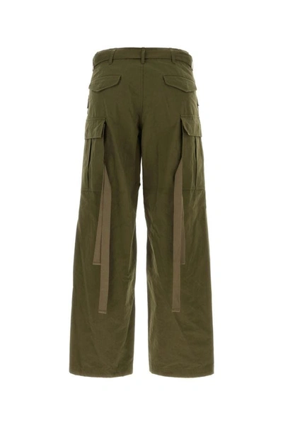 Shop Sacai Man Army Green Cotton And Nylon Cargo Pant
