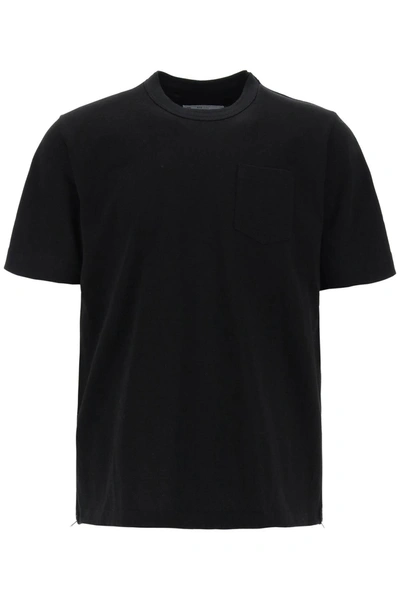 Shop Sacai Side Zip T-shirt Men In Black