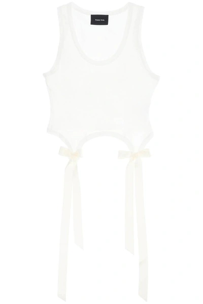 Shop Simone Rocha Easy Cropped Top With Bow Tails Women In White