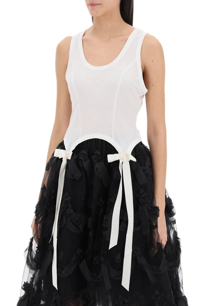 Shop Simone Rocha Easy Cropped Top With Bow Tails Women In White