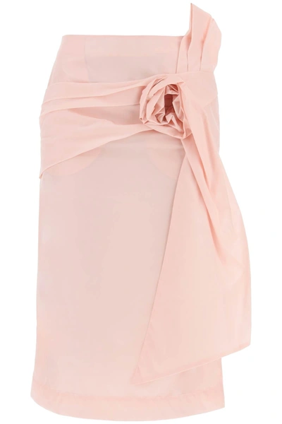 Shop Simone Rocha Pencil Skirt With Floral Applique Women In Pink