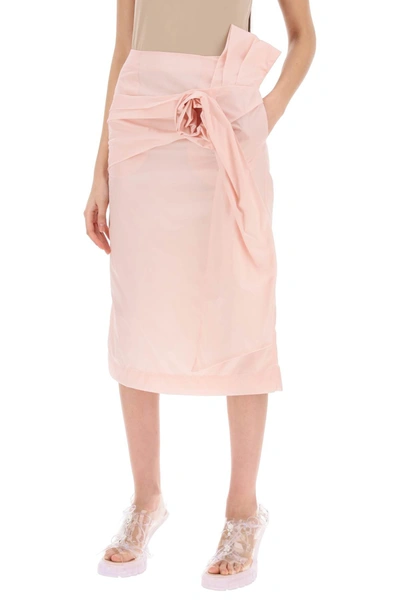 Shop Simone Rocha Pencil Skirt With Floral Applique Women In Pink