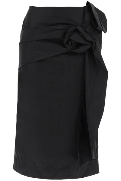 Shop Simone Rocha Pencil Skirt With Floral Applique Women In Black