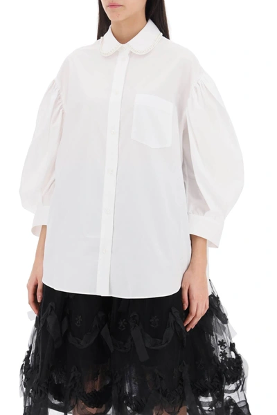 Shop Simone Rocha Puff Sleeve Shirt With Embellishment Women In White