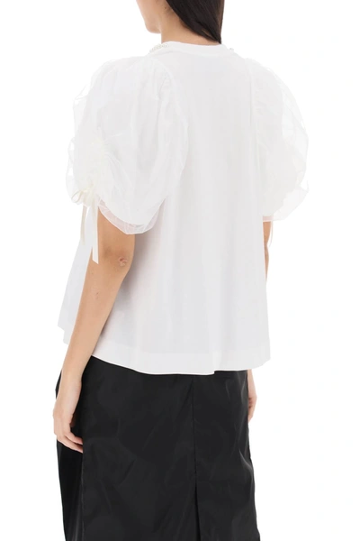 Shop Simone Rocha Puff Sleeves T-shirt Women In White