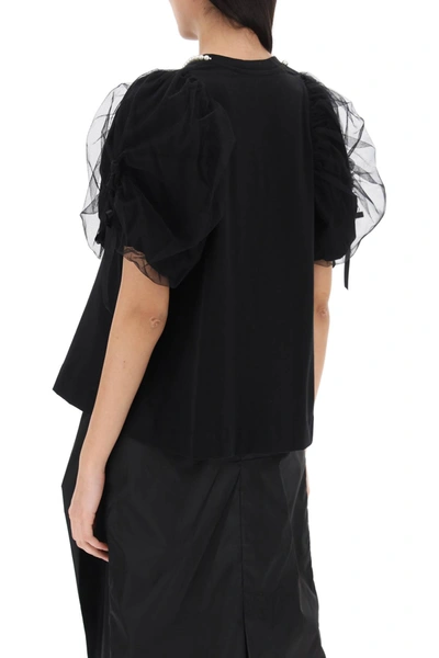 Shop Simone Rocha Puff Sleeves T-shirt Women In Black