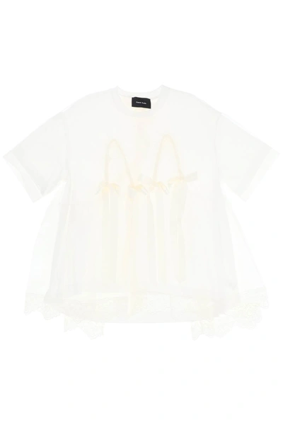 Shop Simone Rocha Tulle Top With Lace And Bows Women In White