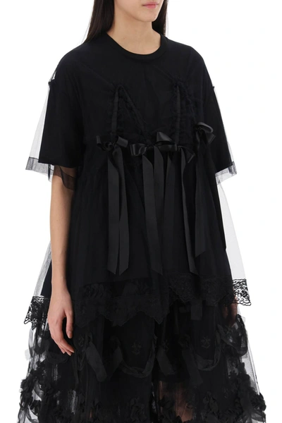 Shop Simone Rocha Tulle Top With Lace And Bows Women In Black