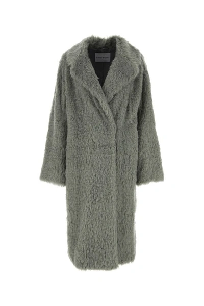 Shop Stand Studio Woman Grey Nicole Eco Fur Coat In Gray
