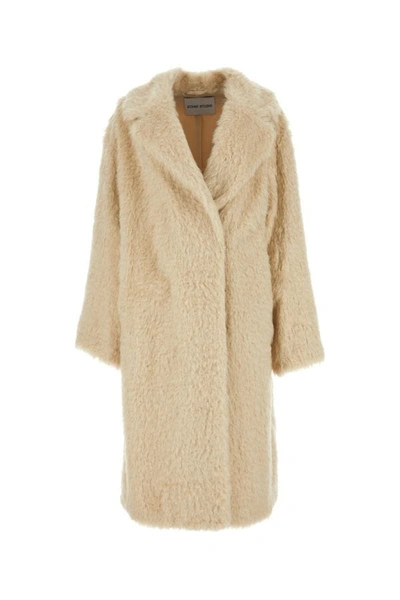 Shop Stand Studio Woman Sand Nicole Eco Fur Coat In Brown