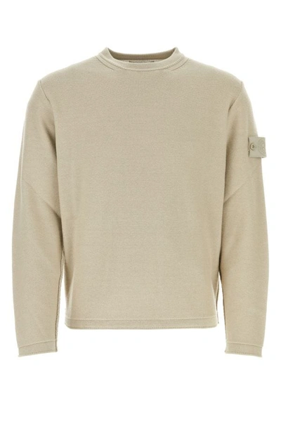 Shop Stone Island Man Sand Cotton Blend Sweater In Brown