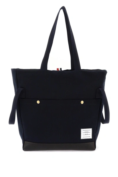 Shop Thom Browne Canvas Tote Bag With Handles And Men In Multicolor