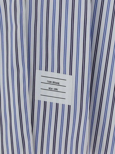 Thom Browne Striped Shirtdress With Front Buttoning In Blue