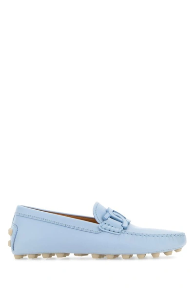 Shop Tod's Woman Light Blue Leather Loafers