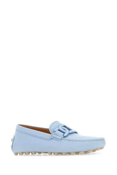 Shop Tod's Woman Light Blue Leather Loafers