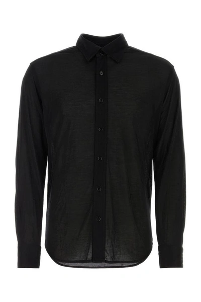Shop Tom Ford Man Black Silk See-through Shirt