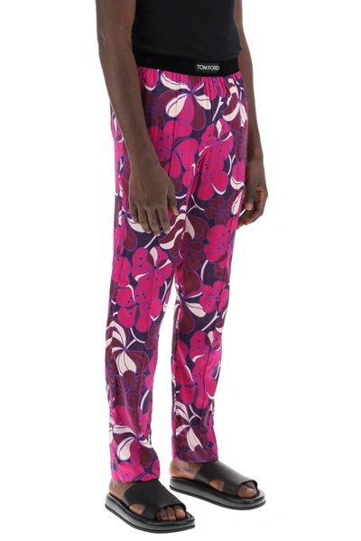 Shop Tom Ford Pajama Pants In Floral Silk Men In Purple