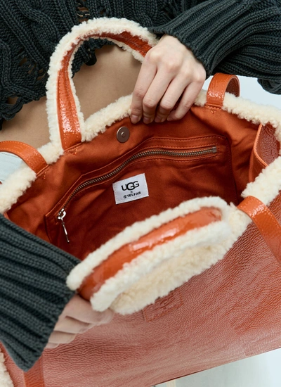Shop Ugg X Telfar Women Medium Crinkle Tote Bag In Orange