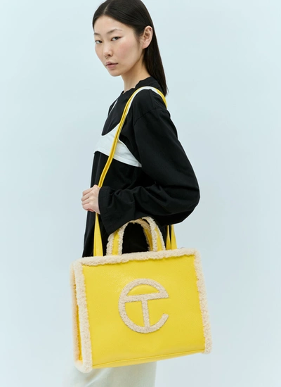 Shop Ugg X Telfar Women Medium Crinkle Tote Bag In Yellow