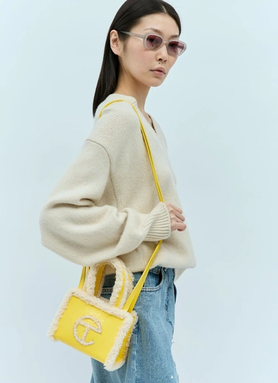 Shop Ugg X Telfar Women Small Crinkle Shoulder Bag In Yellow