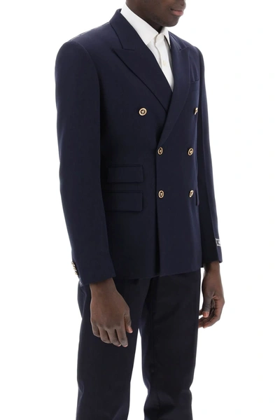 Shop Versace Tailored Jacket With Medusa Buttons Men In Blue