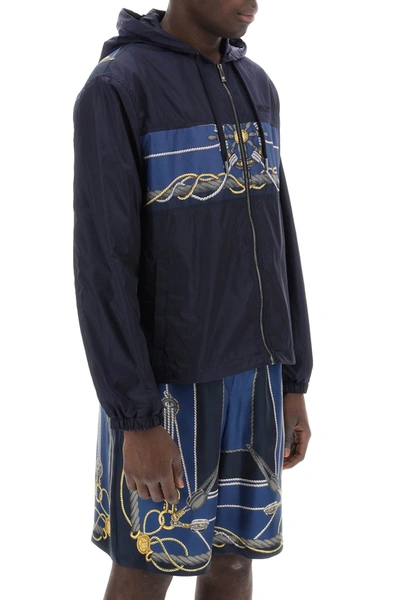 Shop Versace Nautical Hooded Jacket Men In Blue