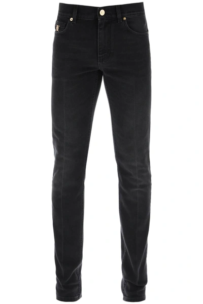 Shop Versace Slim Medusa Biggie Jeans Men In Black