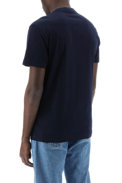Shop Versace Embroidered Logo T-shirt Men In Blue