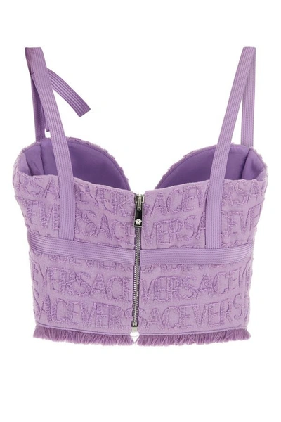 Shop Versace Woman Lilac Terry Fabric Top In Purple