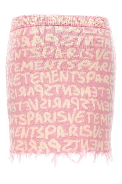 Shop Vetements Women 'graffiti Monogram' Skirt In Pink