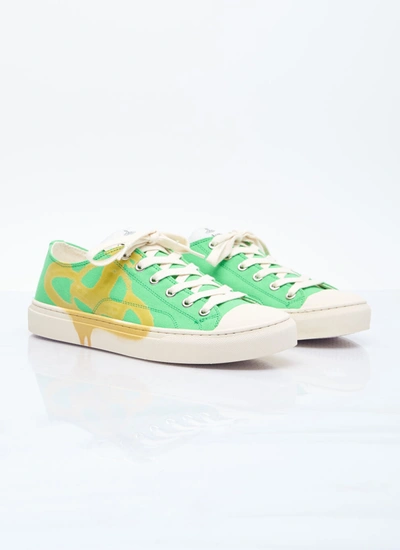 Shop Vivienne Westwood Women Plimsoll Low Top 2.0 Sneakers In Green