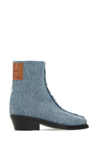 Shop Y/project Y Project Man Denim Ankle Boots In Blue