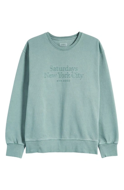 Shop Saturdays Surf Nyc Saturdays Nyc Bowery Embroidered Cotton Sweatshirt In Dark Forest