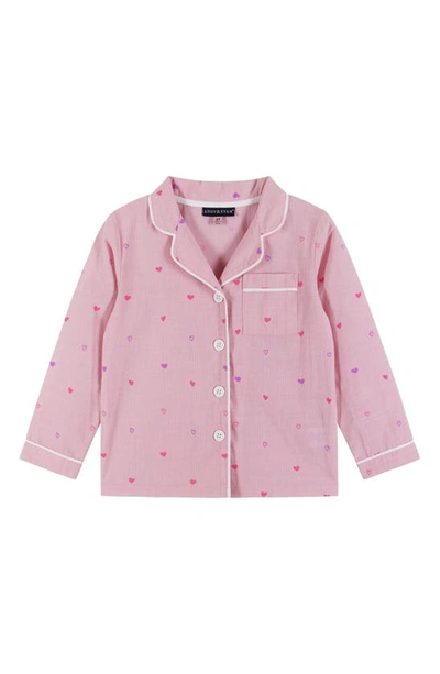 Shop Andy & Evan Kids' Heart Print Two-piece Pajamas In Pink Hearts