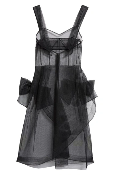 Shop Maison Margiela Sheer Tulle Midi Dress In Black