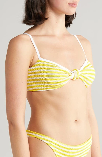 Shop Cleonie Bouddi Knotted Bikini Top In Sunshine Stripe
