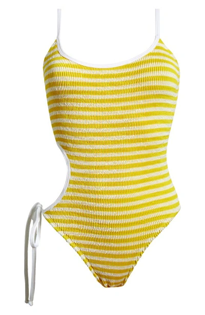 Shop Cleonie Cascade Stripe Cutout One-piece Swimsuit In Sunshine Stripe