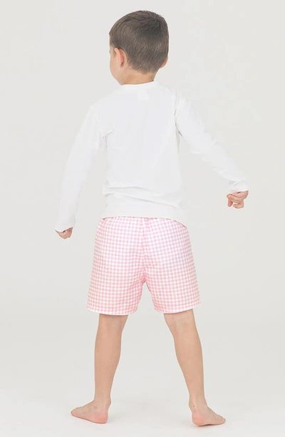 Shop Ruggedbutts Long Sleeve Two-piece Rashguard Swimsuit In Pink Gingham