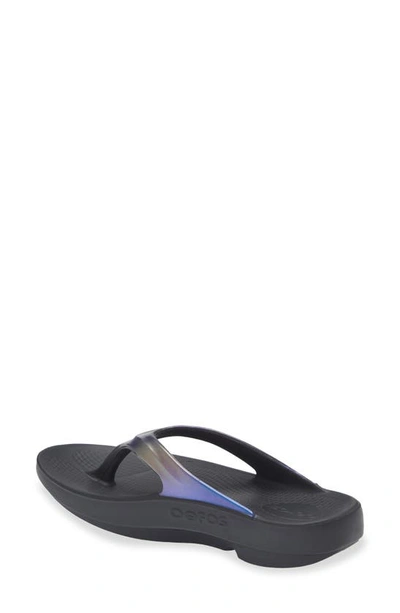 Shop Oofos Oolala Flip Flop In Midnight Spectre