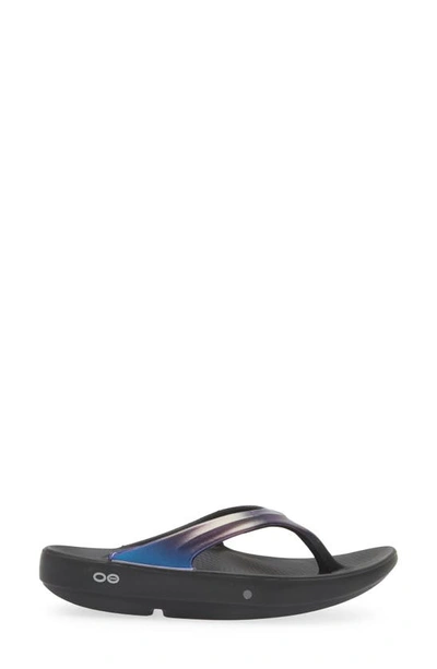 Shop Oofos Oolala Flip Flop In Midnight Spectre