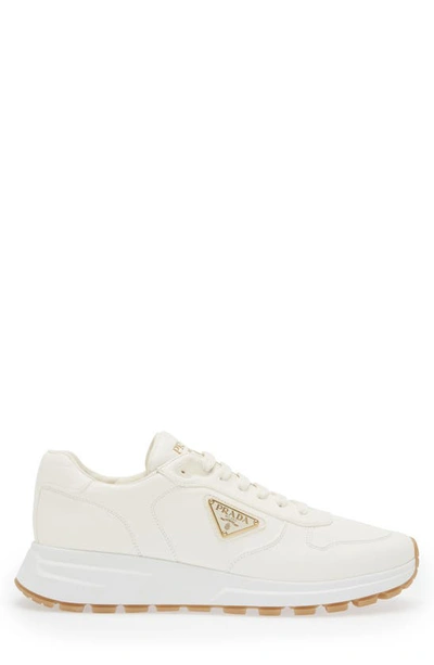 Prada Ivory Leather Lace-up Sneakers In Avorio