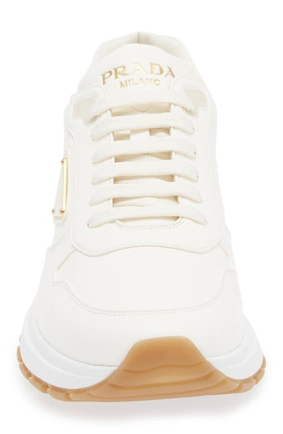 Prada Ivory Leather Lace-up Sneakers In Avorio