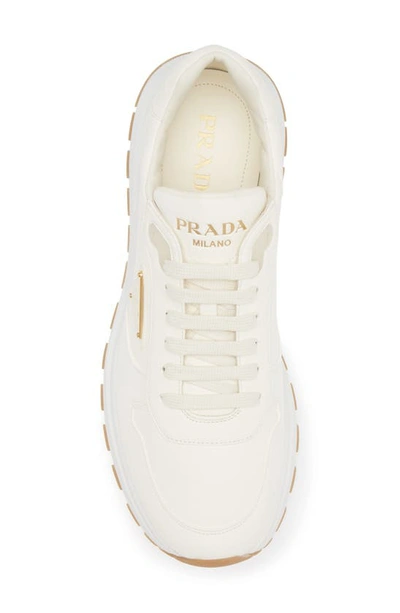 Prada Ivory Leather Lace-up Sneakers In Avorio
