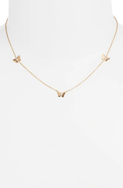 Shop Set & Stones Butterfly Station Necklace In Gold