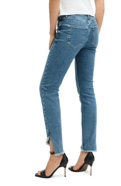 Shop Allsaints Dax Asymmetric Hem Jeans In Hunter Blue