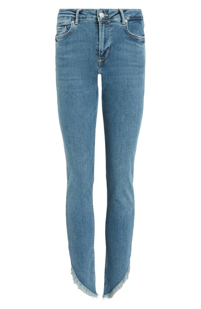 Shop Allsaints Dax Asymmetric Hem Jeans In Hunter Blue
