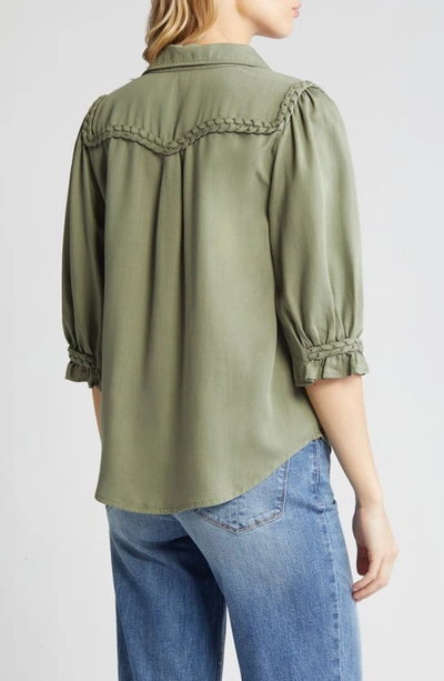 Shop Wit & Wisdom Blouson Sleeve Western Button-up Shirt In Oregano