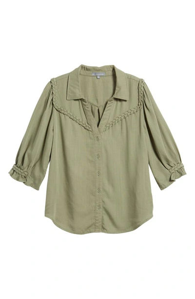 Shop Wit & Wisdom Blouson Sleeve Western Button-up Shirt In Oregano