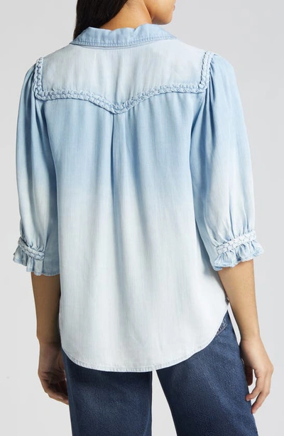 Shop Wit & Wisdom Blouson Sleeve Western Button-up Shirt In Light Powder Blue